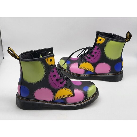 Dr Martens 1460 J Boots Womens Size 5 Multicolor Polka Dot Leather Lace Up Shoes - Picture 4 of 9